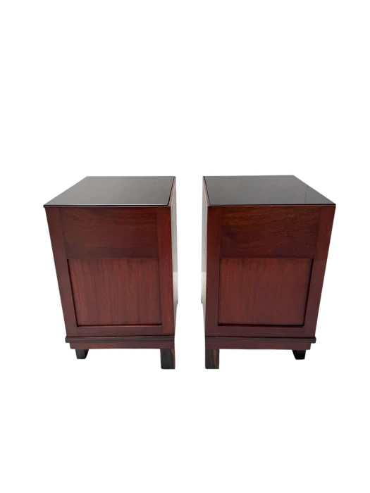 Art Deco Nightstands by Max Coini, Solid Walnut, Dutch Design, 1920s